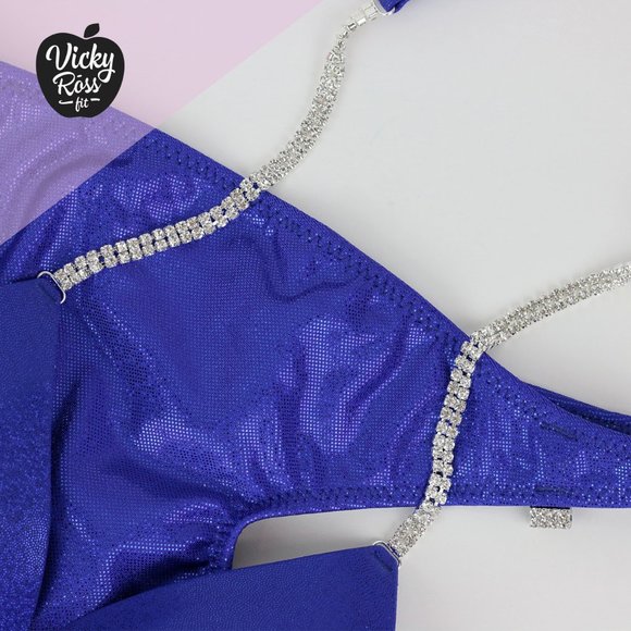 Blue Plain Competition Bodybuilding Posing Suit - Picture 7 of 8